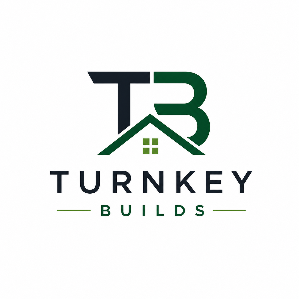 Turnkey Builds logo featuring initials "TB" integrated with a house icon, representing home remodeling and general contracting services in South Florida.