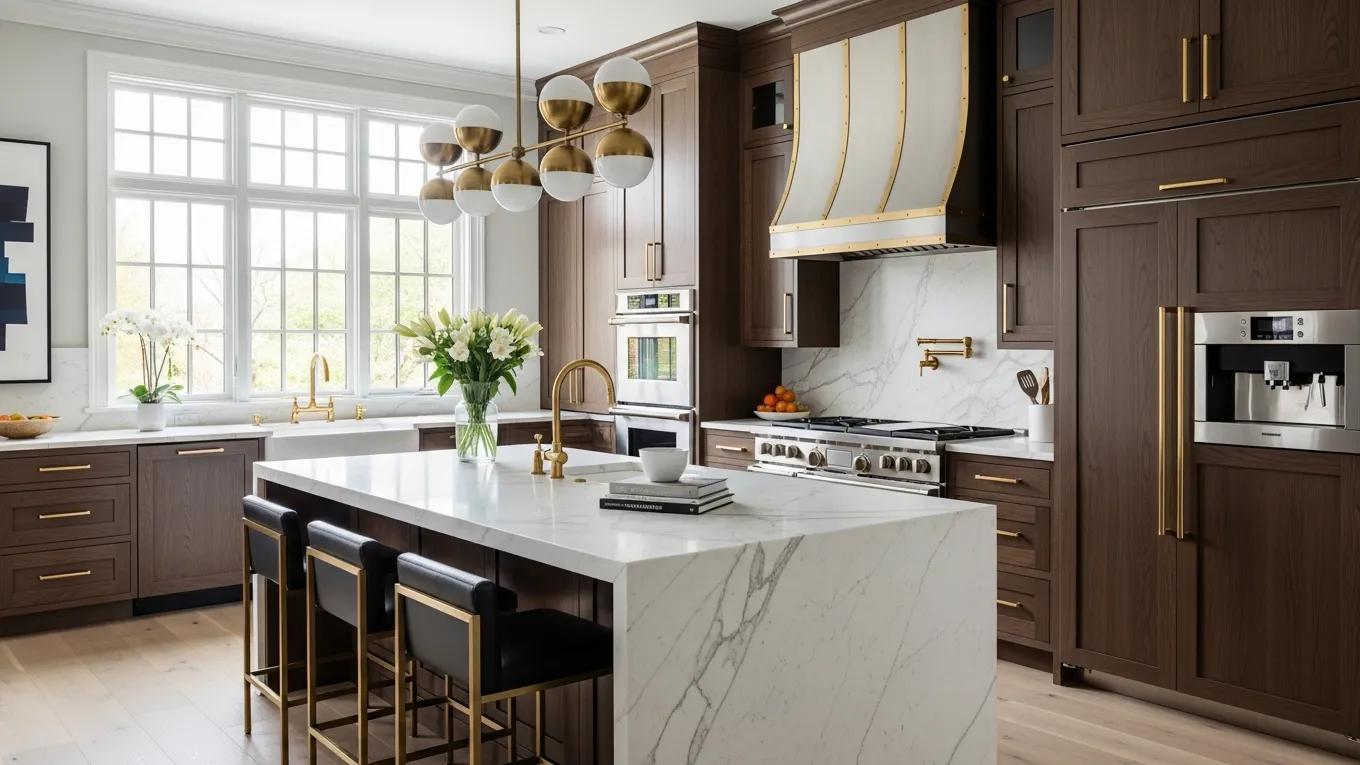 Luxurious kitchen remodel with high-end finishes and modern appliances