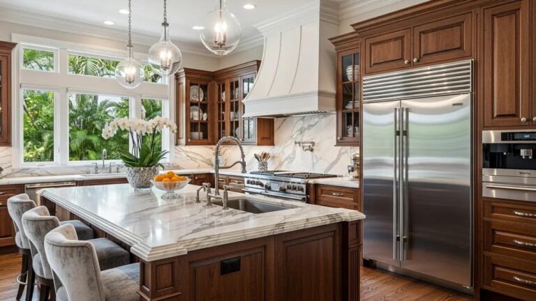 Luxury kitchen renovation in Boca Raton featuring custom cabinetry and high-end appliances