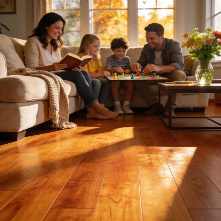 Family room with luxury vinyl plank flooring highlighting stylish and practical use in a home